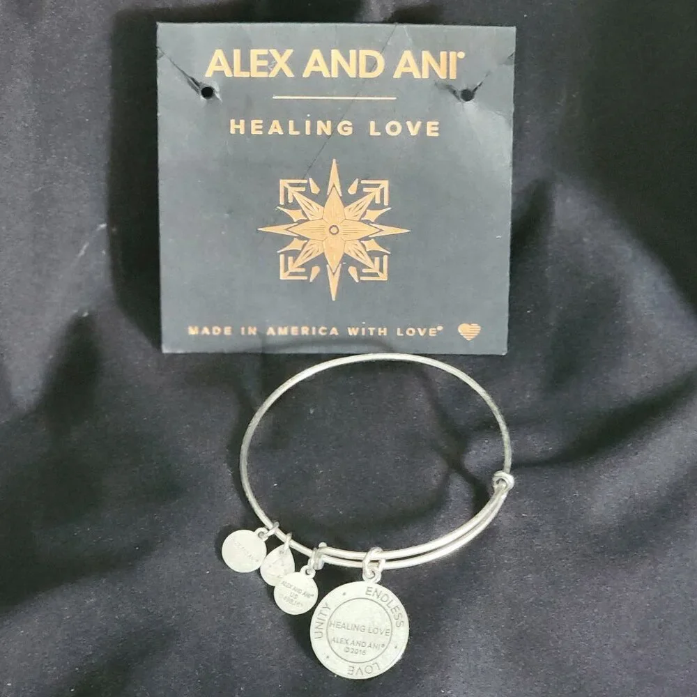 Alex and Ani Healing Love Charm Bangle Expandable 2016 Silver Bracelet